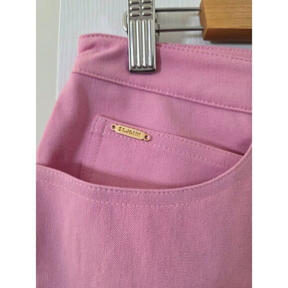 St John Sport by Marie Gray Pink Straight Pant Gold Accents Hardware sz 12 NWOT - Picture 5 of 10